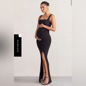 NWT Club L London Black Square Neck Maternity Maxi Dress